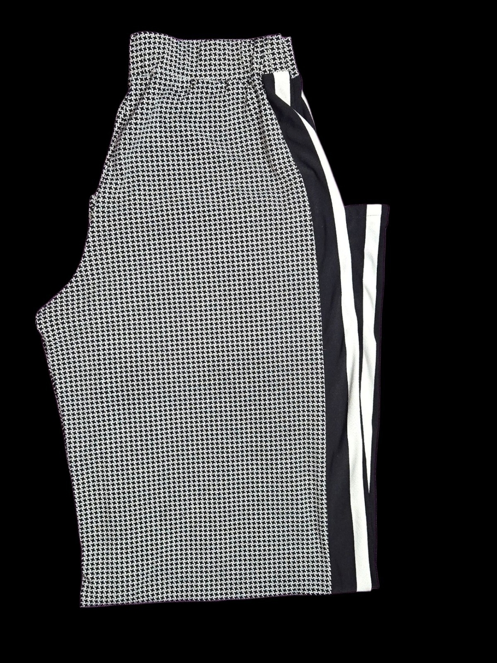 Michael Kors Black & White Houndstooth Track Pants with Side Stripe - Picture 6 of 6